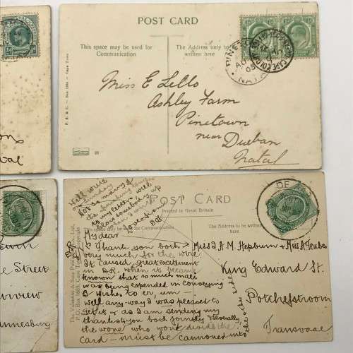 4 Antique `Post Cards of Cape Town`With Stamps (1905-1914)