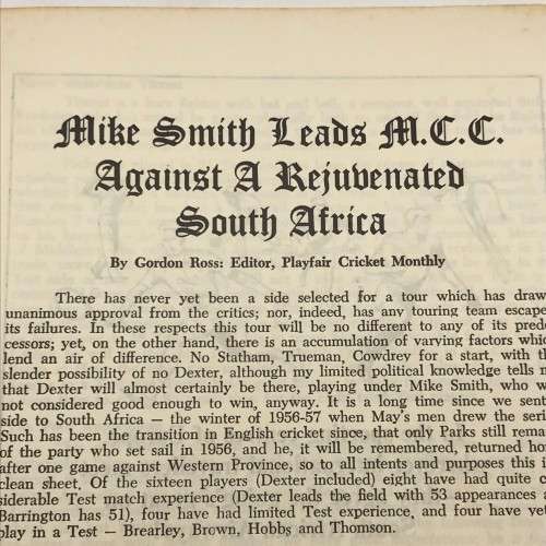 Cricket - `1964 - 65 M.C.C. Tour of South Africa` Brochure (The Rival Captains)