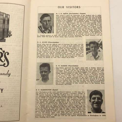 Cricket - `1964 - 65 M.C.C. Tour of South Africa` Brochure (The Rival Captains)