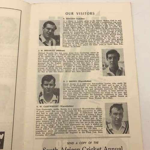 Cricket - `1964 - 65 M.C.C. Tour of South Africa` Brochure (The Rival Captains)