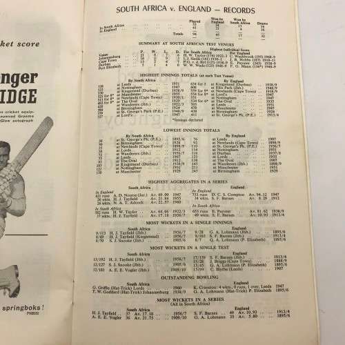 Cricket - `1964 - 65 M.C.C. Tour of South Africa` Brochure (The Rival Captains)