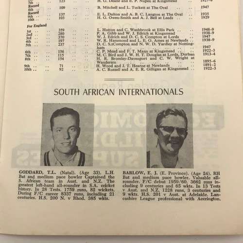 Cricket - `1964 - 65 M.C.C. Tour of South Africa` Brochure (The Rival Captains)