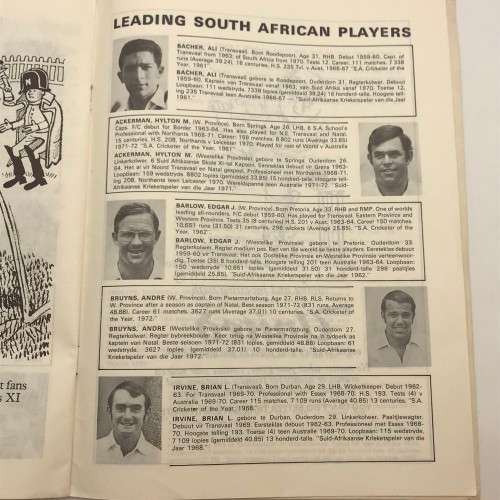 Cricket - Signed `1973 Derrick Robins XI v S.A. Invitation XI` Brochure