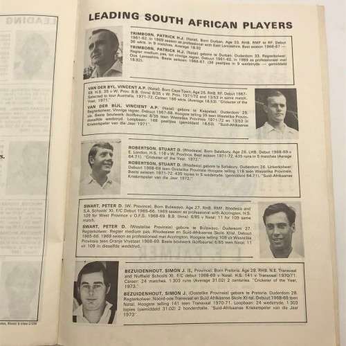 Cricket - Signed `1973 Derrick Robins XI v S.A. Invitation XI` Brochure