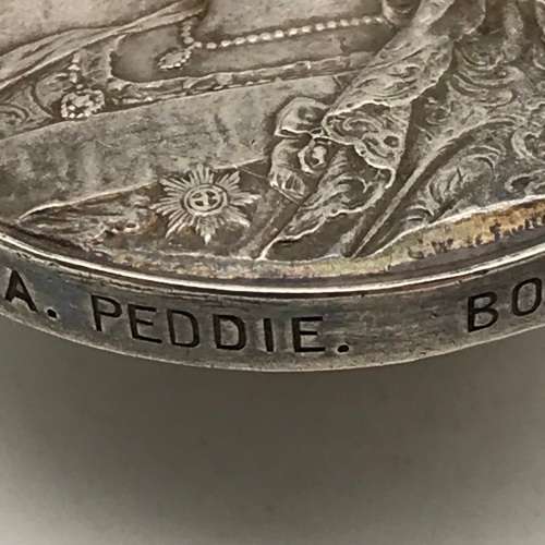 Boer War - Q.S.A. Medal (Def. of. Ladysmith) `A. Peddie - Border M. Rifles`