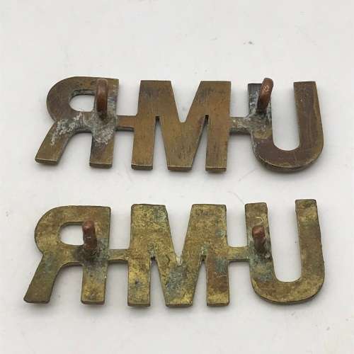 South Africa - Pair WW2 `Umvoti Mounted Rifles`  Shoulder Titles