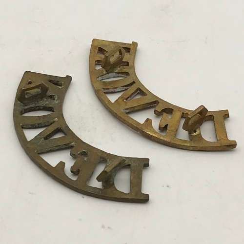 British - Early Pair `DEVON` Devonshire Regiment Shoulder Titles
