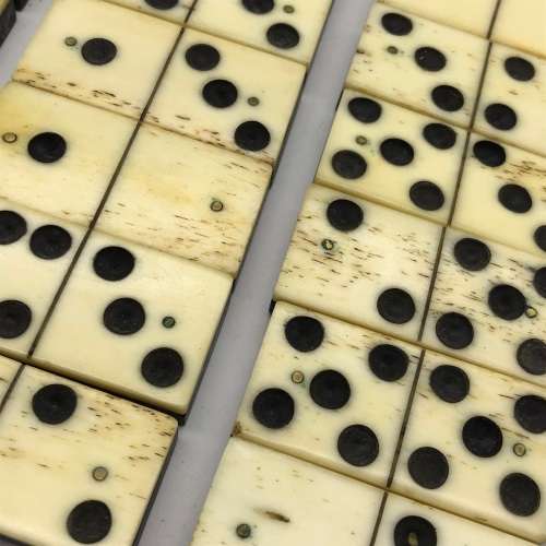 Early Boxed `Ebony & Bone` Dominoes Set