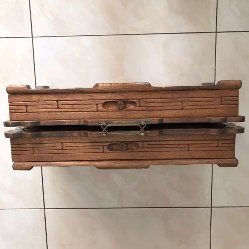 Vintage Oriental Wood Carved Chess Board/Case (Folding with Draws)