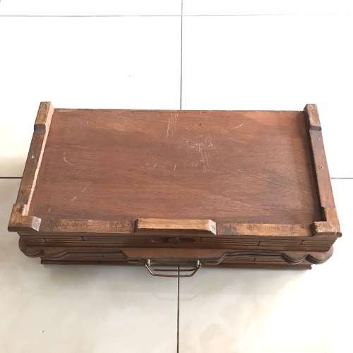 Vintage Oriental Wood Carved Chess Board/Case (Folding with Draws)