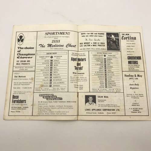 1968 Soccer Program - `Durban United VS Powerlines F.C.` Official Program