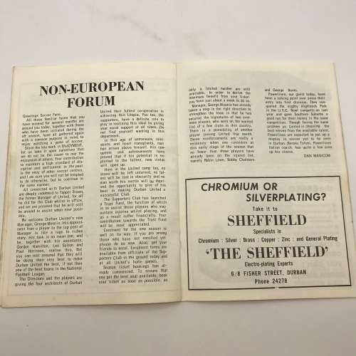 1968 Soccer Program - `Durban United VS Powerlines F.C.` Official Program