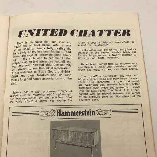1968 Soccer Program - `Durban United VS Powerlines F.C.` Official Program