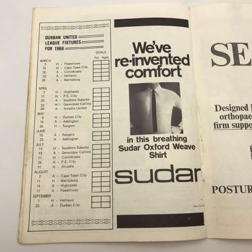 1968 Soccer Program - `Durban United VS Powerlines F.C.` Official Program