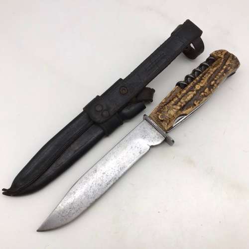 Early `Decora - D.B.G.M.` Multi-Function Hunting Knife (Solingen - Germany)