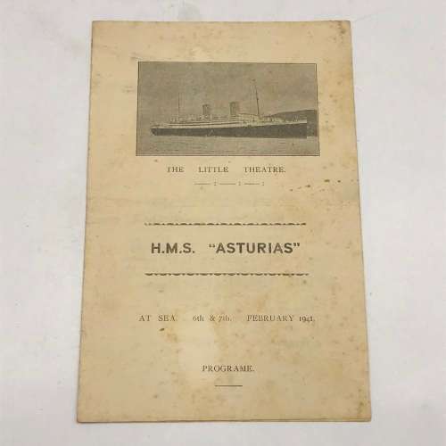 Ships - 1941 `H.M.S ASTURIAS` Programme `The Little Theatre`