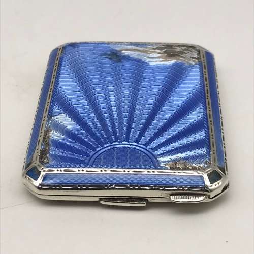 Solid Silver & Enamel `Art Deco` Match Case