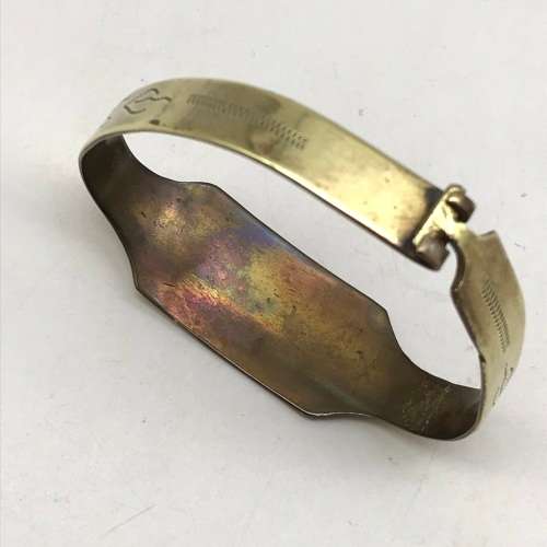 WW2 - POW/Trench Art Brass Bracelet (Cpl. A.W. WOOD)