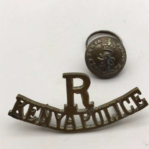 Early `Kenya Police Reserve` Shoulder Title & Button