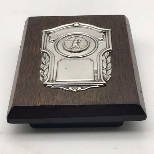 Early Sterling Silver `Golfing` Shield Trophy