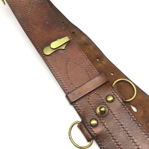 WW1 British Officers Leather Sam Browne Belt, Cross-Strap & Whistle (Capt. R.J. Truter)