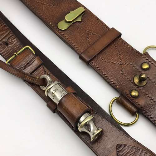 WW1 British Officers Leather Sam Browne Belt, Cross-Strap & Whistle (Capt. R.J. Truter)