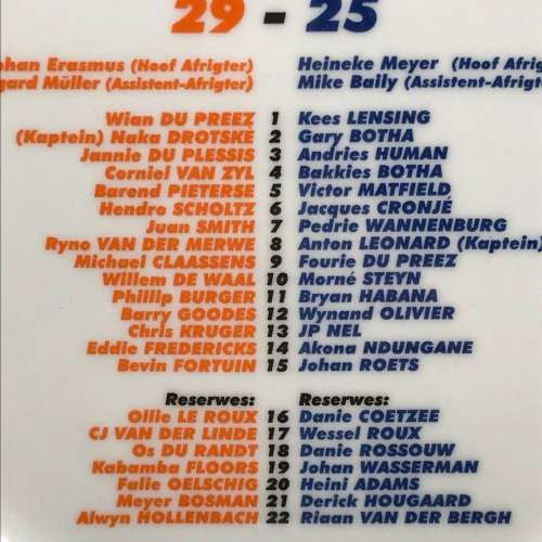 S.A. Rugby - `Cheetahs vs Blue Bulls` 2005 Currie Cup Final Plate