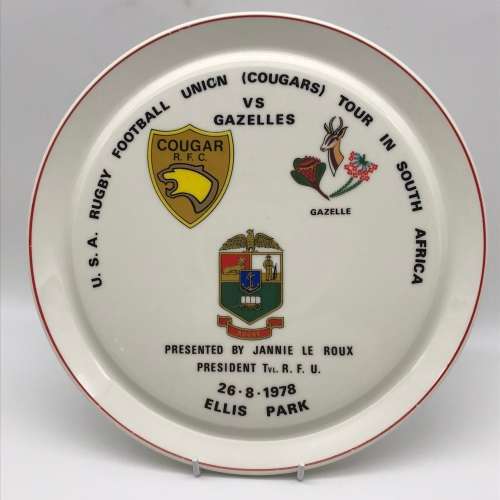S.A. Rugby - `Cougars vs Gazelles` 1978 Collectors Plate