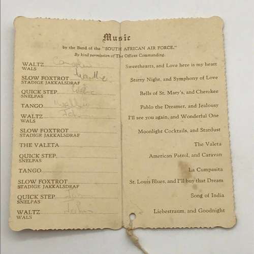 Rare `1947 Royal Ball Dance Card` (Johannesburg City Hall. S.A.)