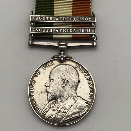 Boer War - K.S.A. Medal (2 clasps) `SERJT. A. VALE - Scottish Rifles`
