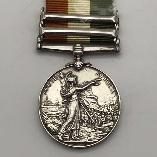 Boer War - K.S.A. Medal (2 clasps) `SERJT. A. VALE - Scottish Rifles`