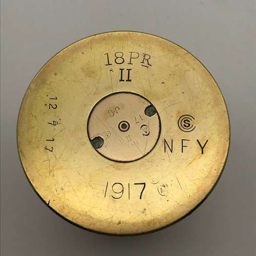 WW1 - POW/Trench Art `Royal Engineers` Brass Shell Container