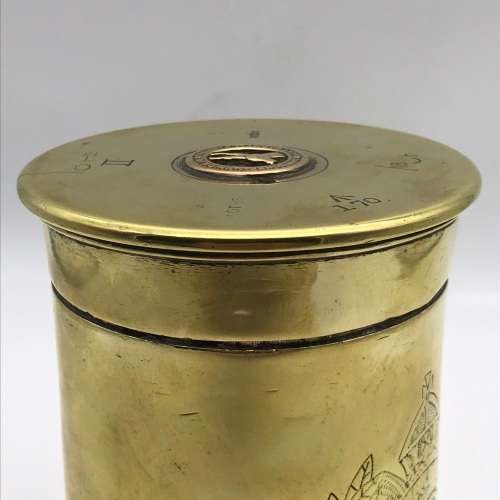 WW1 - POW/Trench Art `Royal Engineers` Brass Shell Container