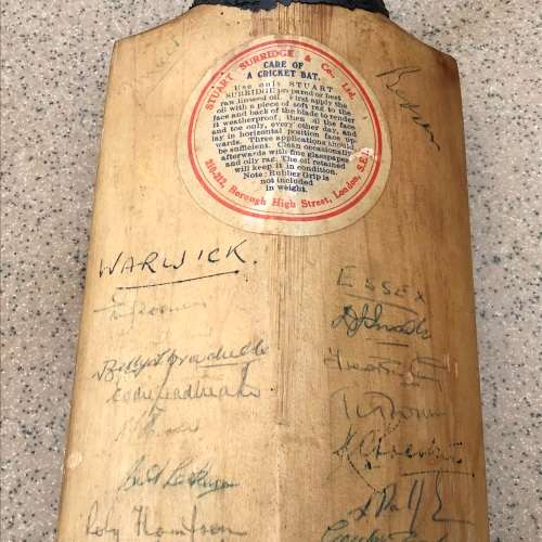 Signed `1958 N. Zealand Tour to England` Full Size (Stuart Surridge) Cricket Bat