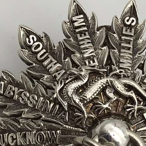 Victorian Solid Silver `Cameronians` Cross Belt Boss, Chains & Whistle (Scottish Rifles)