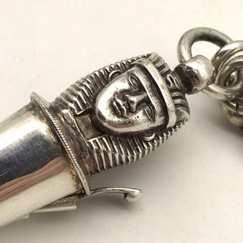 Victorian Solid Silver `Cameronians` Cross Belt Boss, Chains & Whistle (Scottish Rifles)