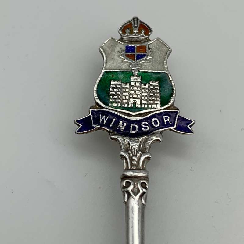 Solid Silver & Enamel `Windsor` Souvenir Spoon