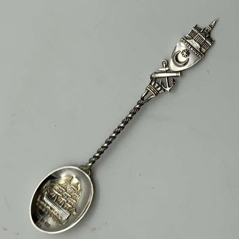 Victorian Solid Silver `HMS Victory` Souvenir Spoon (1898)