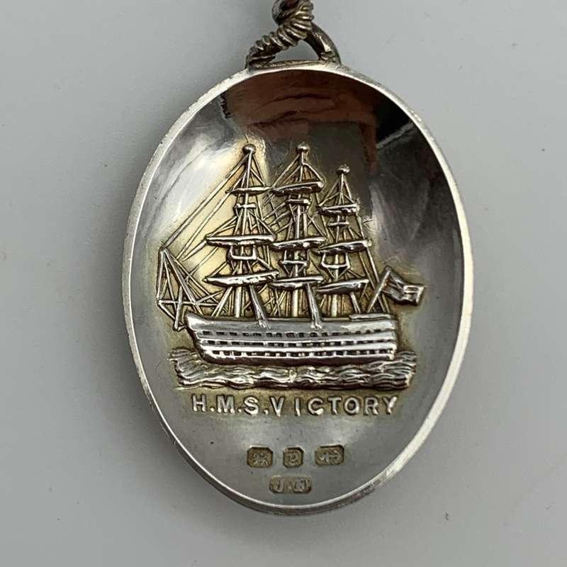 Victorian Solid Silver `HMS Victory` Souvenir Spoon (1898)
