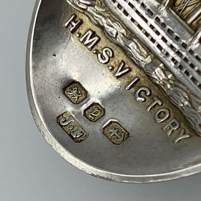 Victorian Solid Silver `HMS Victory` Souvenir Spoon (1898)