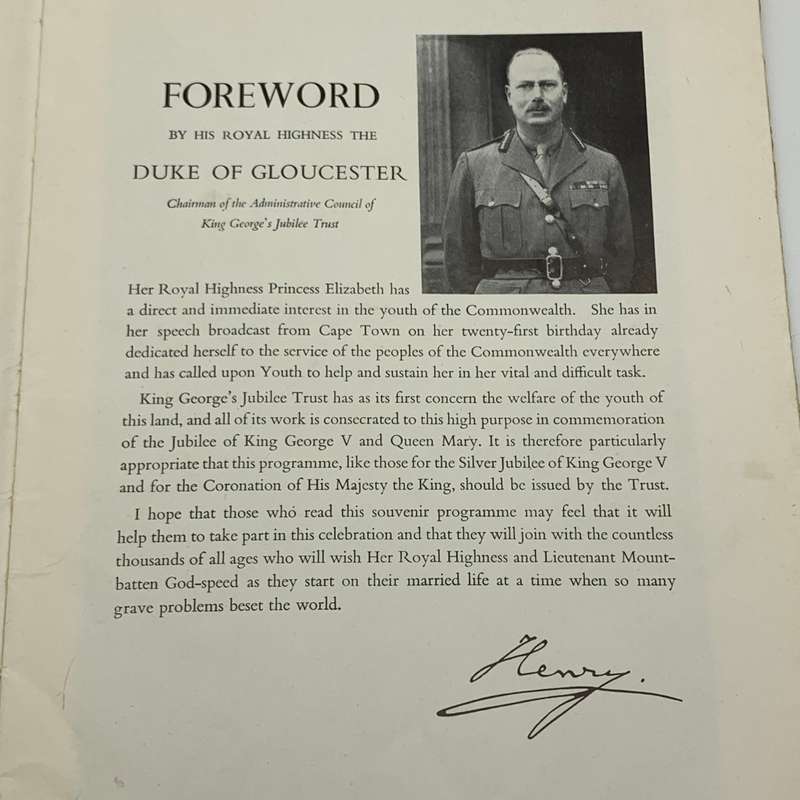 1947 `Wedding of H.R.H. Princess Elizabeth & Lt. Philip Mountbatten` Souvenir Programme