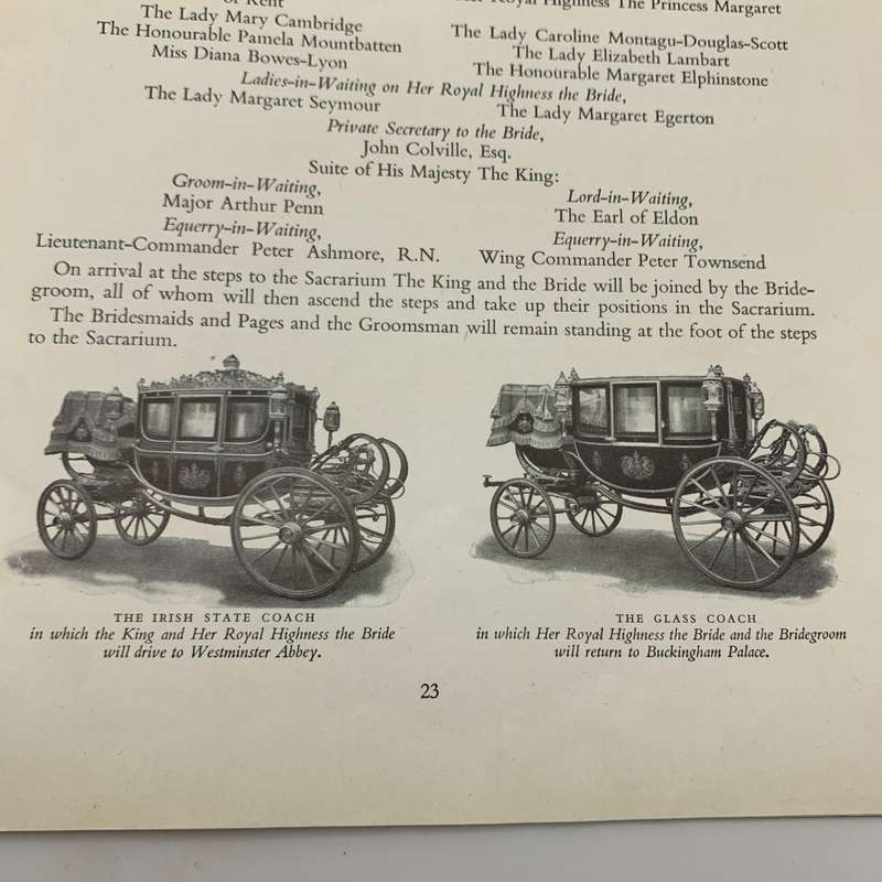 1947 `Wedding of H.R.H. Princess Elizabeth & Lt. Philip Mountbatten` Souvenir Programme