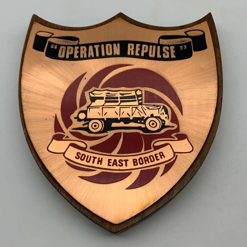 Rhodesia  `Operation Repulse` Copper & Wooden Plaque