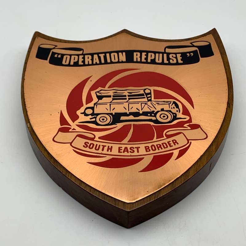 Rhodesia  `Operation Repulse` Copper & Wooden Plaque