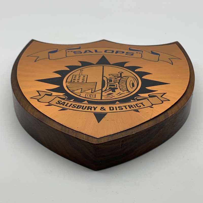 Rhodesia  `Operation Salops` Copper & Wooden Plaque