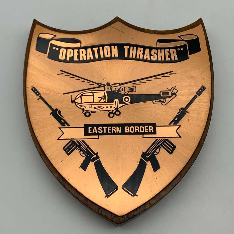 Rhodesia  `Operation Thrasher` Copper & Wooden Plaque