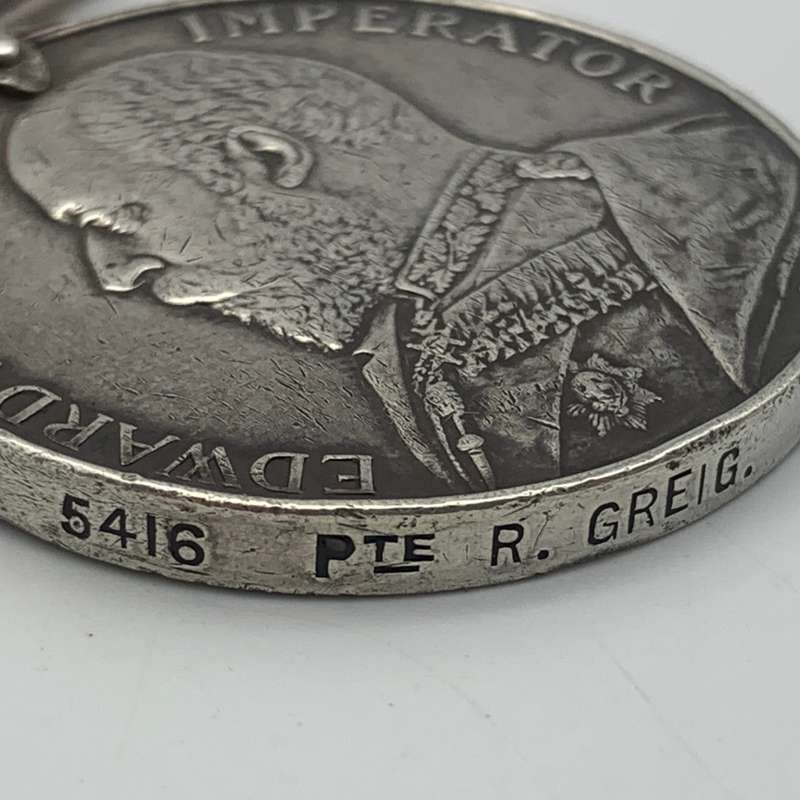 Boer War - K.S.A. Medal `PTE. R. GREIG` (Seaforth Highlanders)