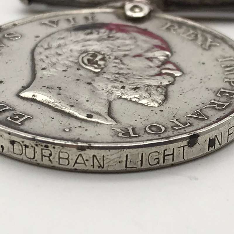 Natal 1906 Rebellion Medal `PTE W.E. BOURK` (Durban Light Infantry)