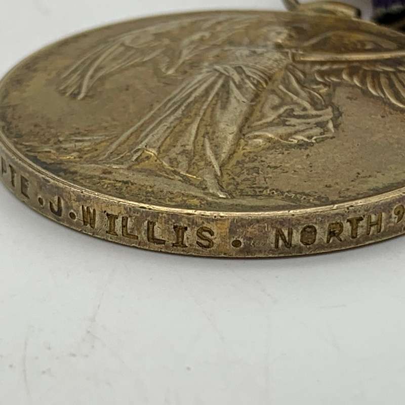 WW1 - Victory Medal to 'Pte J. Willis' (North'd Fusiliers)