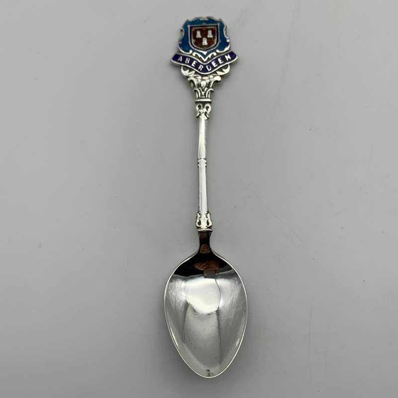 Solid Silver 'ABERDEEN' Enamelled Spoon (1947)